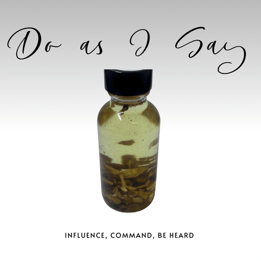 Bottle with a black cap on a white background with text 'Do as I Say'.