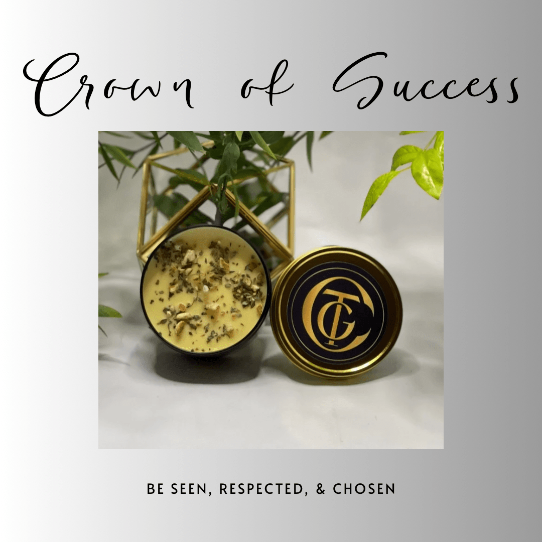 Two decorative items with a gold and black design on a white surface with greenery in the background.