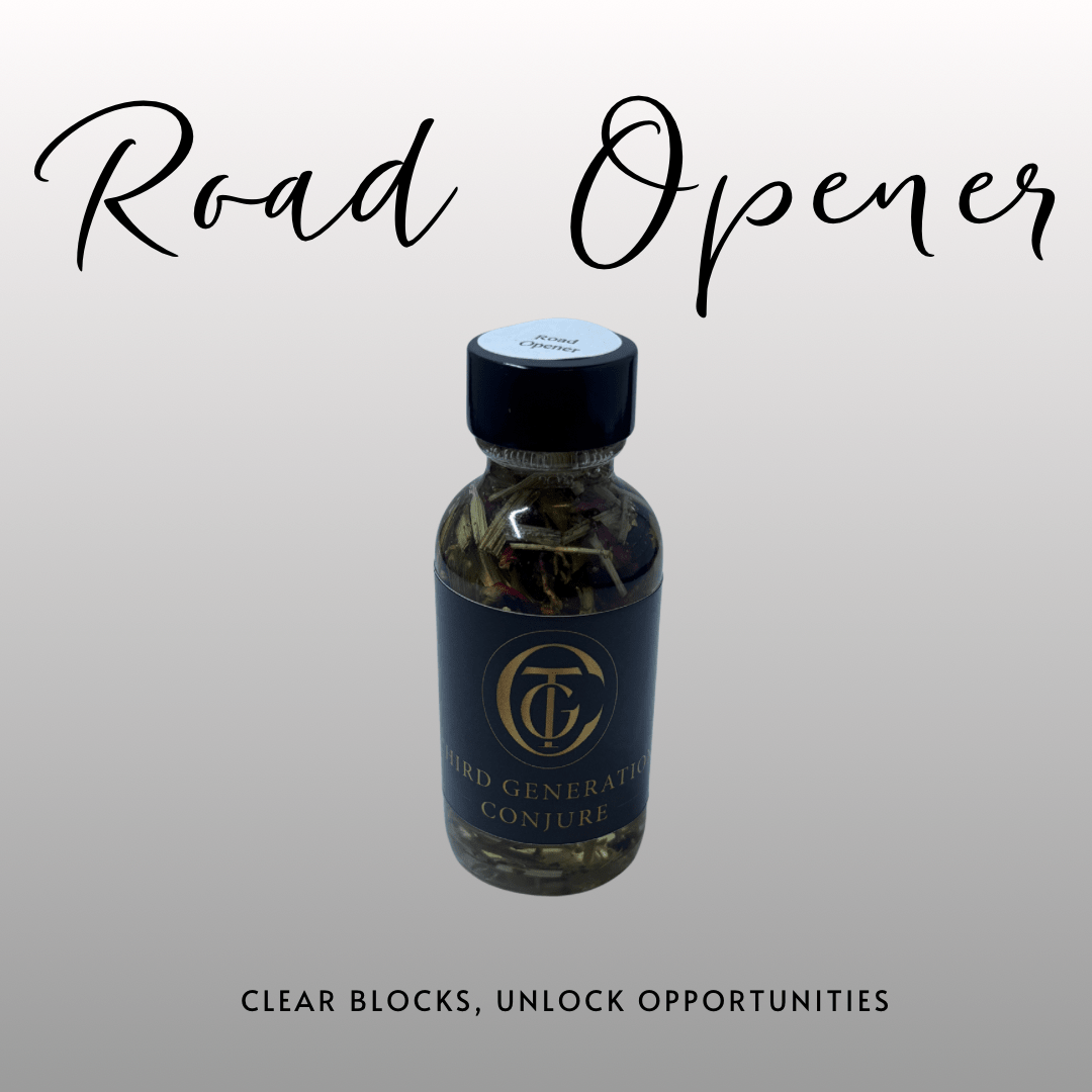 Bottle labeled 'Road Opener' with a gray background