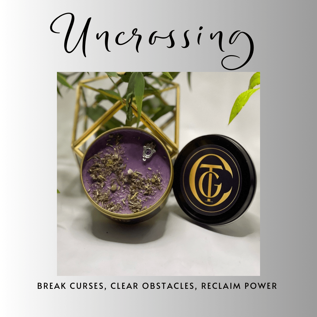 Two containers with decorative elements on a light background, featuring the brand 'Uncrossing'.