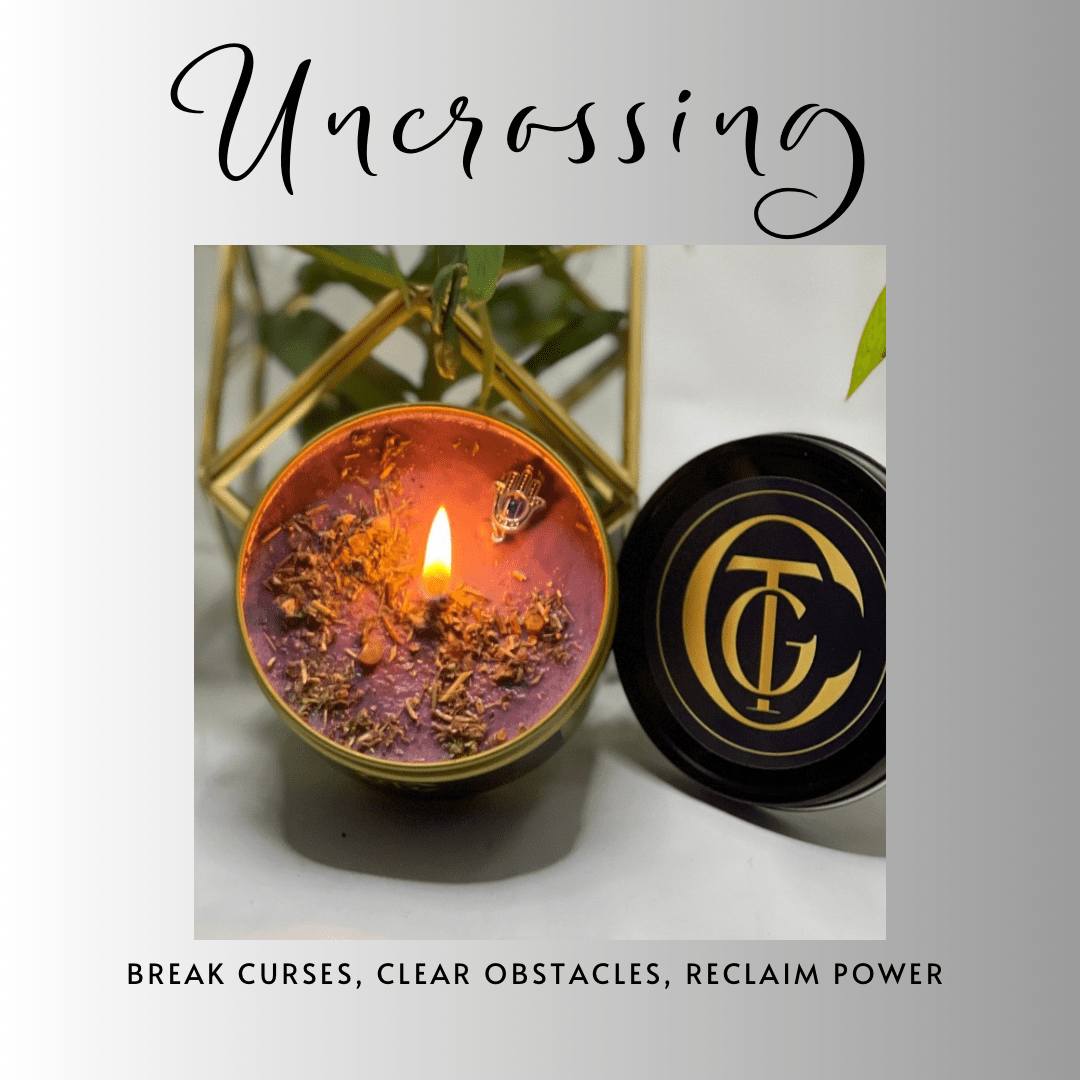 Candle in a tin with decorative elements on a light background