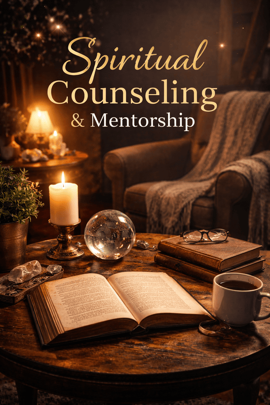 Counselling setup with open book, candle, and coffee on a wooden table.