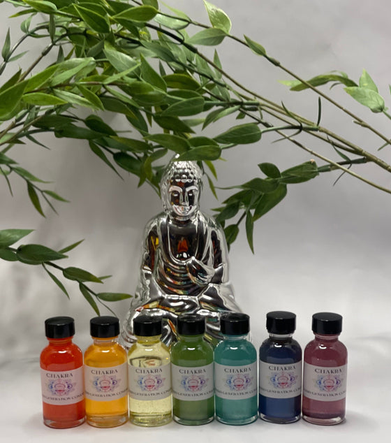 Chakra oils | Third Generation Conjure| Chakra oils are used in chakra balancing. Balancing your root chakra and opening your third eye.